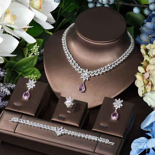 Elegant Women Wedding Jewelry - African CZ Crystal Water Drop Perfection