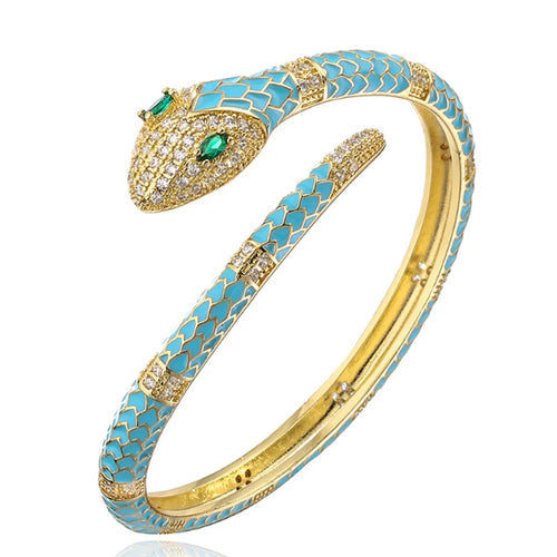 Fashion Colorful Enamel Snake Animal Bracelet & Bangle