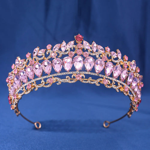 Baroque Big Crystal Tiara Crown for Women - Perfect for Weddings, Parties, and Bridal Events in Stunning Red