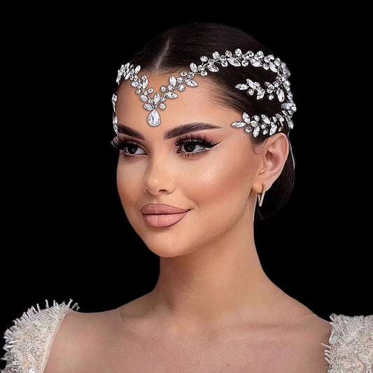 **Title: Handmade Bridal Rhinestone Forehead Wedding Hair Accessories - Women's Party Jewelry Hair Pieces**