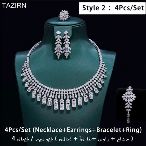 TAZIRN Luxury 5A Cubic Zirconia Arabic Dubai Wedding Jewelry Set