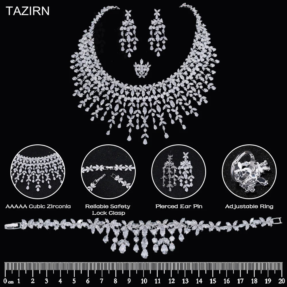 TAZIRN Luxury 5A Cubic Zirconia Arabic Dubai Wedding Jewelry Set