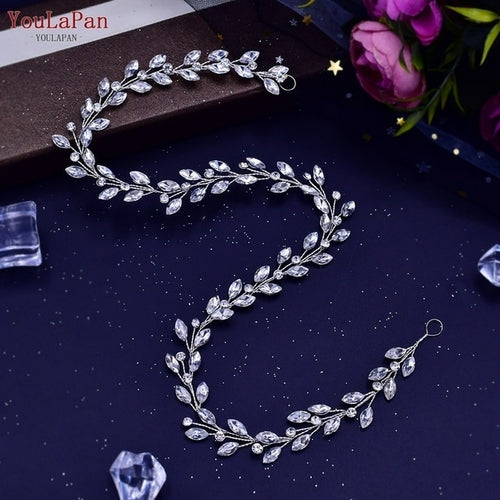 Bohemian Water Drop Forehead Headband with Combs - Rhinestone Bridal Hair Jewelry for Women**