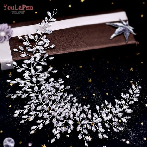 Bohemian Water Drop Forehead Headband with Combs - Rhinestone Bridal Hair Jewelry for Women**