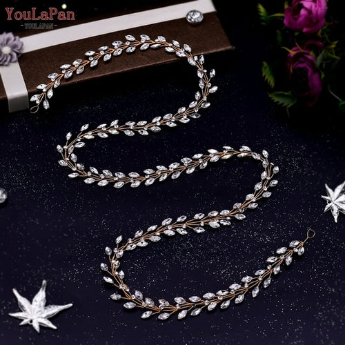 Bohemian Water Drop Forehead Headband with Combs - Rhinestone Bridal Hair Jewelry for Women**