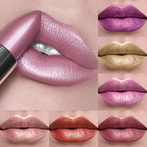 21Colors Bold & Intense Glitter Shiny Metallic Lipstick Pearlescent
